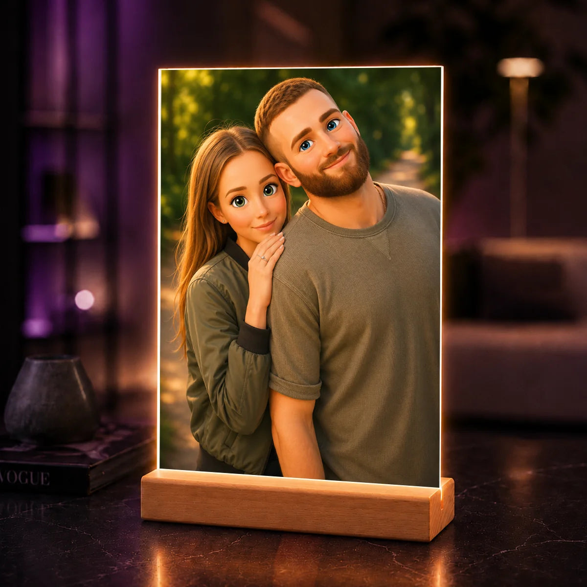 Portret AI pary – romantyczny prezent na rocznicę na szkle akrylowym ze zdjęcia
