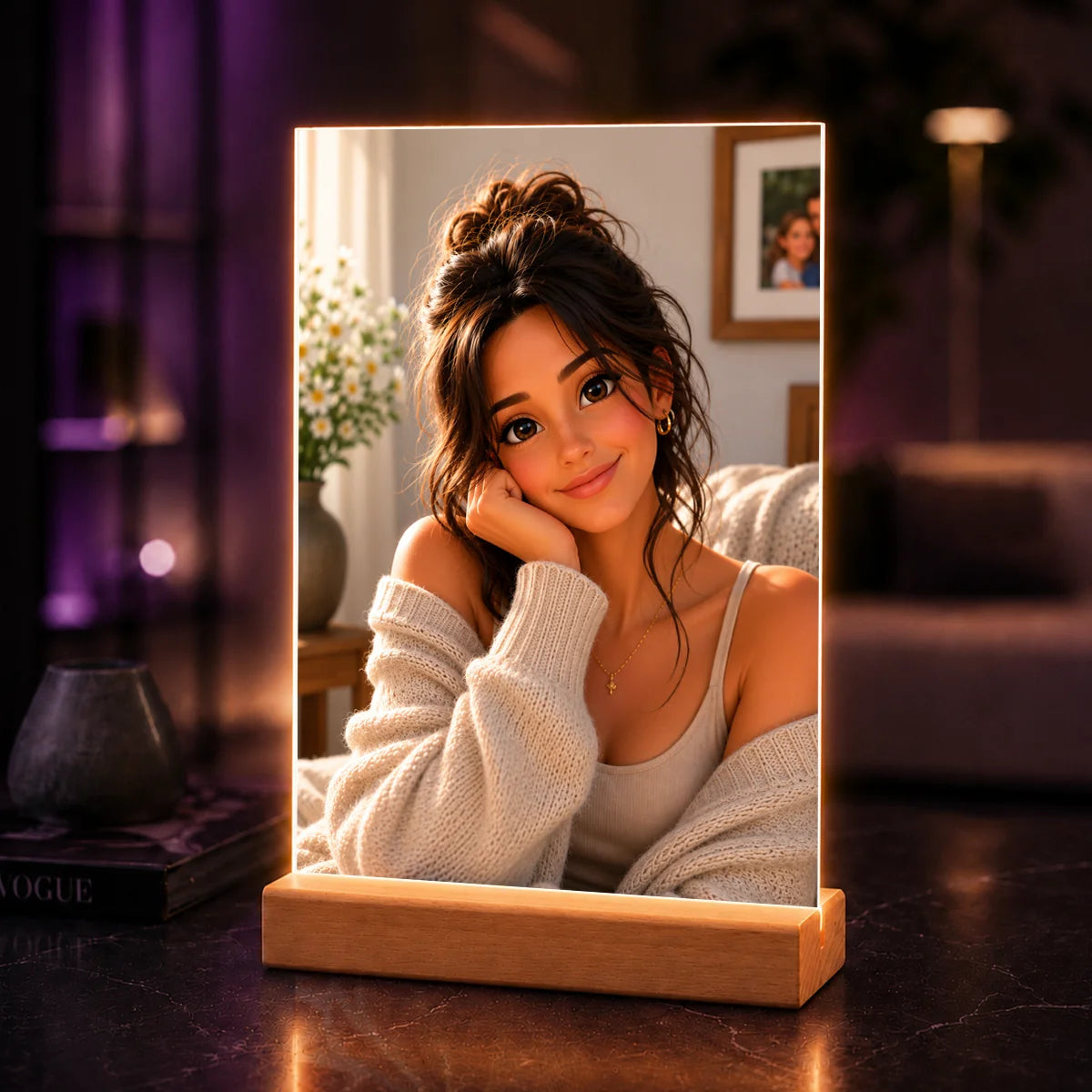 portret AI mamy ze zdjęcia – personalizowany druk na szkle akrylowym