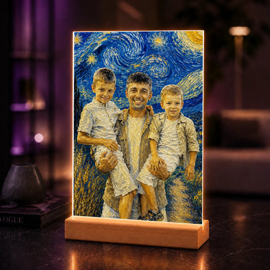 Oryginalny prezent dla taty na Dzień Ojca – portret na szkle ze zdjęcia w stylu impresji